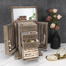 Jewelry Box for Women, Rustic Wooden Jewelry Boxes & Organizers with Mirror, 4 Layer Jewelry Organizer Box Display for Rings Earrings Necklaces Bracelets (Weathered Gray) by TinyTreasures Baby Boutique