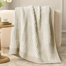 Amélie Home Chenille Knit Throw Blanket for Couch, Checkered Texture Decorative Soft Blanket for Sofa, Bed & Living Room, 50"x60", Khaki & White by CozyNest Decor