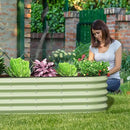 Oval 8x2x1.5 FT Galvanized Raised Garden Bed Kit, 31 in 1 Large Metal Planter Box for Outdoor Gardening, 18” Garden Bed for Vegetables Flower Herb(Sage Green) by GreenHaven Gardens