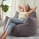 Giant Bean Bag Chairs for Adults with Filling Plush Fluffy Bean Bag Chairs for Teens with Armrests Comfy BeanBag Lazy Couch Sofa Chair for Bedroom Living Room Reading (Dark Gray2, M-for Teens/Adults) by CozyNest Decor