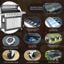 Sophia & William 6-Burner Propane Gas BBQ Grill with Side Burner & Porcelain-Enameled Cast Iron Grates, Stainless Steel Barbecue Grills Outdoor Cooking for Outside, 665 SQ.IN. Cooking Area, 65,800BTU by GreenHaven Gardens