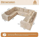 Cloud Sectional Couches for Living Room,U Shaped Modular Sofas No Assembly,135x107 Inches Plush Corduroy Oversized Floor Couch Set with Deep Seat Chaise,Beige by CozyNest Decor