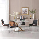 BV Dining Chairs Set of 4, PU Leather Armless Kitchen Chair in Modern Walnut Style, Mid Century Bentwood Side Chair with Metal Legs, Retro Accent Guest Chair for Kitchen Dining Room(Black) by CozyNest Decor
