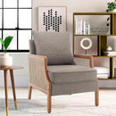 HAOBO Home Mid Century Modern Accent Chair Upholstered Living Room Chairs Armchair with Rattan Armrest Comfy Reading Chair with Wood Frame Lounge Side Chair with Waist Cushion by CozyNest Decor