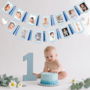 One Silly Goose 1st Birthday Photo Banner Garland from Newborn to 12 Months Paper Photo Banner with Gradient Blue Ribbon for Monthly Milestones Baby Boy First Birthday Party Decorations Supplies by TinyTreasures Baby Boutique