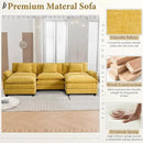 URRED Modular Sectional Sofa Comfy Cloud Couch, Modern Chenille Sofa Sleeper Deep Seat Couches with Ottoman/Pillows for Living Room (Yellow, 117'' - U Shape) by CozyNest Decor