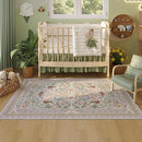 Area Rug 4x6 Rug Washable Vintage Floral Botanical Rugs Non Slip Low Pile Small Carpet for Bedroom, Bedside, Kids Room, Office, Dining Room, Beige by TinyTreasures Baby Boutique
