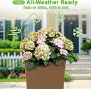 FENCY Set of 2 Tall Planters for Outdoor Plants, 24 Inch Large Tapered Pots with Drainage Trays, Weather-Resistant Plastic Plant Containers for Patio, Porch, Garden, Front Door Decor,Brown by CozyNest Decor