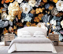 WFBHUA-Black and Gold Floral Wallpaper for Bedroom Vintage Blue Peony Flower Wall Mural (Not Peel and Stick) by CozyNest Decor