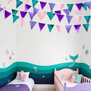 Mermaid Party Decorations Purple Pink and Teal Aqua Metallic Fabric Triangle Pennant Banner Flag Bunting Garland for Mermaid Under the Sea Birthday Wedding Baby Shower Engagement Party Supplies by GreenHaven Gardens