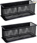dedoot Magnetic Pencil Holder, Black Mesh Pen Organizer Strong Magnetic Storage Basket Organizes Pens, Pencils, Markers for Whiteboard, Locker, Fridge, Cubicle Desk, Offices 6.3x2.3x2.6inch,2 Pack by CozyNest Decor
