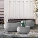 Kante 19.6",15.7",11.8" Dia Round Concrete Planters Set of 3, Outdoor Indoor Garden Plant Pots with Drainage Hole and Rubber Plug, Modern Curvaceous Design, Natural Concrete by GreenHaven Gardens