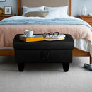 Ottoman Rectangular Storage Ottoman Bench, Flannel Footrest Stool Footstool with Lid for Living Room, Bedroom, Entryway, Black, 28.5"x19"x17.5" by CozyNest Decor