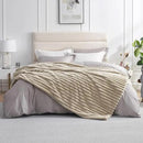 Amélie Home Faux Fur Throw Blanket for Couch, Cozy Fuzzy Fluffy Fur Luxurious Soft Striped Plush Gift Blankets for Family Sofa Chair Bed Living Room Bedroom, 60"x80", Beige by CozyNest Decor