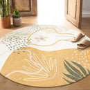 Lahome Boho Washable Round Rugs - 5ft Round Rug Non-Slip Soft Round Rugs for Living Room Throw Ultra-Thin Circle Area Rugs for Dining Room, Botanical Print Round Carpet for Nursery Classroom Office by TinyTreasures Baby Boutique