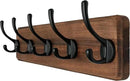 Dseap Wall Mounted Coat Rack: Patented, Heavy-Duty, 17.4" Long 5-Double-Hooks Wooden Hanger Rail for Winter Coats, Hat, Jacket, Clothing - Natural & Black by CozyNest Decor