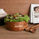 Luxe Designs 12" Wooden Salad Bowl Set with Serving Utensils Eco-Friendly, Multipurpose Mixing & Serving Bowl for Salads, Pasta, Fruits & More – Durable & Stylish Kitchen Essential by CozyNest Decor