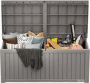EAST OAK Outdoor Storage Box, 150 Gallon Deck Box, Large Resin Storage Bin for Patio Cushions, Gardening Tools, Lockable, Waterproof and UV Resistant, Grey by GreenHaven Gardens