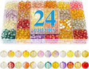XSEINO About 1200pcs 6mm Crackle Glass Beads Bracelet Making Kit,24 Style Crack Sunshine Yellow Series Colorful Crystal Beads for Jewelry Bracelet Making,DIY Crafts,Friendship Bracelets,Necklaces by TinyTreasures Baby Boutique