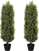 4ft Artificial Boxwood Topiary Trees (Set of 2) - UV Resistant Faux Plants for Outdoor/Indoor, Realistic 48in Fake Bushes and Shrubs for Front Porch, Planter, Patio - Low Maintenance & Evergreen by GreenHaven Gardens