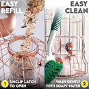 Squirrel Proof Bird Feeder for Outdoors Hanging (Metal Rose Gold) Bird Feeder with 4 Ports, Chew-Proof & Weather Resistant, Backyard Gift (10.25 x 6.25 x 6.25 inches) by GreenHaven Gardens