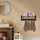 Sorbus Coat Hooks Wall Mount with Shelf – 24 Inch Coat Rack Wall Mount with 5 Heavy Duty Hooks – Floating Wall Shelf with Hooks for Entryway, Bathroom, Bedroom, Kitchen, or Mudroom (Black) by CozyNest Decor