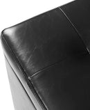 Adeco Faux Leather Storage Ottoman Bench with Solid Wood Legs, 17.7" Square Black PU Cube Foot Stool, Upholstered Button Tufted Vanity Chair with Hinged Lid for Living Room, Bedroom, Dorm by CozyNest Decor