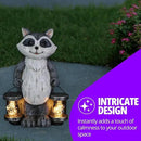 Exhart Garden Sculpture, Raccoon Solar Garden Statue with 2 Jars, 16 LED Firefly Lights, Outdoor Garden Decoration, 7.5 x 9 x 10.5 Inch by GreenHaven Gardens