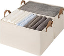 StorageWorks Storage Bins, Shelves Baskets for Organizing, 45L Extra Large Fabric Closet Organizers with Handles, Metal Frame, Beige（Cotton-linen）, 2-Pack by CozyNest Decor