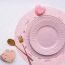 Whaline 4Pcs Round Placemats Pink Bow Embroidered Place Mats Coquette Bow Dinner Table Mats for Home Wedding Baby Shower Birthday Party Decor by CozyNest Decor