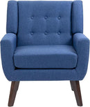 UIXE Accent Chair, Modern Upholstered Armchair in Fabric for Living Room, Comfy Club Arm Chairs Single Sofa Button Tufted Bedroom Reading Seat - Blue, Set of 4 by CozyNest Decor