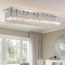 Luxury Lighting Fixture Chandelier Rectangular with Raindrop Crystals Pendant Light Fixture 10-Lights Modern Crystal Rectangle Flush Mount Chandelier for Living Room Dining Room Bar L47 Inch by CozyNest Decor
