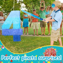 Sratte Number 1 2 3 4 5 6 7 8 9 Piñata with Stick Blindfold Confetti, Gradient Blue Piñata for Kids Boys Girls Birthday Party Anniversary Decorations Supplies(Number 4) by TinyTreasures Baby Boutique