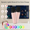 Portable Karaoke Machine with Bluetooth, Party Lights, 2 Wireless Microphones for Adults Kids Karaoke Speaker Birthday Gifts for Girls Boys Family Home Party (Pink 2 Mics) by TinyTreasures Baby Boutique