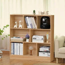 LEYAOYAO 8 Cube Bookshelf with Wood Base,Natural 3 Tier Mid-Century Modern Bookcase,Standing Wide Bookshelves Storage Organizer Shelf,Rustic Display Cabinet Book Shelves for Bedroom,Living Room by CozyNest Decor