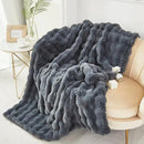 RYNGHIPY Faux Fur Blanket Double-Sided Thick Warm Blanket for Couch Soft Fluffy Furry Blankets for Sofa Chair (Dark Grey, 51''x63'') by CozyNest Decor