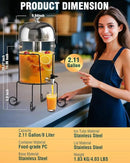 Wantjoin Beverage Dispenser With Stand - 2 Gallon Drink Dispenser With Stand Juice Dispensers For Parties, Ice Core, Spigot, Visible Container For Lemonade, Cocktail, Sangria, Punch, Events, Buffet by CozyNest Decor