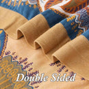 Snycler Boho Throw Blanket for Bed - 100% Cotton Ultra Soft Rustic Quilt Blanket Orange Green Printed Farmhouse Decor Bed Blankets, 80"×90" All Season Rustic Throw for Sofa Couch Chair by CozyNest Decor