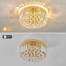 4-Light Gold Crystal Chandeliers Flush Mount Chandelier Light Fixture with K9 Crystals Modern Ceiling Lights Elegant Round Lamp for Bedroom,Hallway,Bar,Living Room,Dining Room,H5.9 xW13.7 by CozyNest Decor