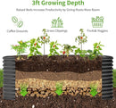 Land Guard 6x3x3ft Oval Galvanized Raised Garden Beds, Large-Capacity Metal Planter Box Outdoor, Durable Deep Raised Garden Bed 3ft Tall, Raised Beds for Gardening Vegetables, Dark Grey by GreenHaven Gardens