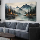 Rustic Wall Art for Living Room Large Size Teal Mountain Tree Landscape Canvas Wall Art for Bedroom Office Decor 29 x 59 Inch by CozyNest Decor