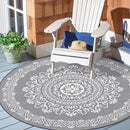 Pauwer Waterproof Outdoor Rug 8ft, Reversible Plastic Straw Patio Camping Rug, Indoor Outdoor RV Mat Carpet for Deck, Camper, Porch, Balcony, Backyard, Picnic, Floral Grey by GreenHaven Gardens