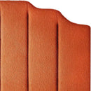24KF Orange Teddy Fabric Tufted for Queen Upholstered Headboard, Modern Vertical Channel Design Full Headboard with Stepped Silhouette Top Edge,6026-Q-Teddy Orange by CozyNest Decor