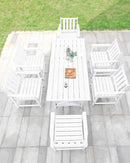 7 Pieces HDPE Outdoor Dining Set, Patio Dining Set with Umbrella Hole, All Weather Outdoor Dining Table Sets for 6, HDPE Patio Furniture Sets for Deck, Backyard, Lawn, and Poolside, Pearl by CozyNest Decor