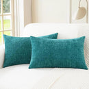 CaliTime Throw Pillow Covers Decorative 12 X 20 Inches Pack of 2 Cozy Chenille Cushion Cases for Couch Sofa Bed Living Room Home Teal by CozyNest Decor
