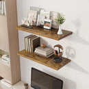 32" Floating Shelves for Wall, 12" Deep Slim Rustic Brown Floating Shelves, Wall-Mounted Shelves for Bedroom, Living Room, Kitchen, Bathroom - Set of 2 by CozyNest Decor