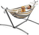Double Hammock, Heavy Duty Portable, 500 lb Weight Capacity, Perfect for Both Indoors and Outdoors, 2 Person Hammock with Carrying Bag, Coffee by GreenHaven Gardens