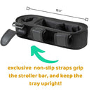 Universal Stroller Tray with Insulated Sippy Cup Holder - Upgraded Rigid Frame Stays Upright - Exclusive Non Slip Straps Firmly Grip Stroller Bar. Universal Stroller Snack Tray Attachment by TinyTreasures Baby Boutique