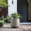 Kante 15.3" Dia Round Concrete Planter, Outdoor Indoor Large Plant Pots Containers with Drainage Hole and Rubber Plug for Home Garden Patio, Buff Concrete by GreenHaven Gardens