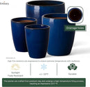 Emissary Bullet 14 in. Blue Ceramic Round Planter (14 in. L x 14 in. W x 15.5 in. H) with Drainage Hole by CozyNest Decor